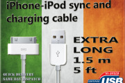 USB cable for iPhone lead extra long 3g 4 4s iPod iPad 1 2  - Dublin Electronics