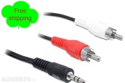 3.5mm to 2 RCA Stereo phono Audio Cable for iPod Mp3 HTC Samsung 3pin cinch 5m  - Dublin Electronics