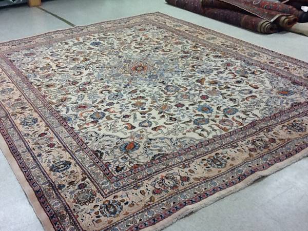 Persian Rug Yazd Keshan Ivory Hand Knotted - Chicago Furniture