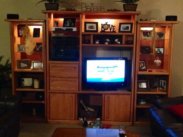 Excellent Modern Large Lighted Entertainment Center - Chicago Furniture