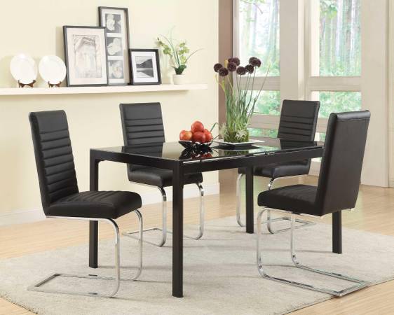 contemporary look ---- rectangular glass 5 Pc Dining Set - Chicago Furniture