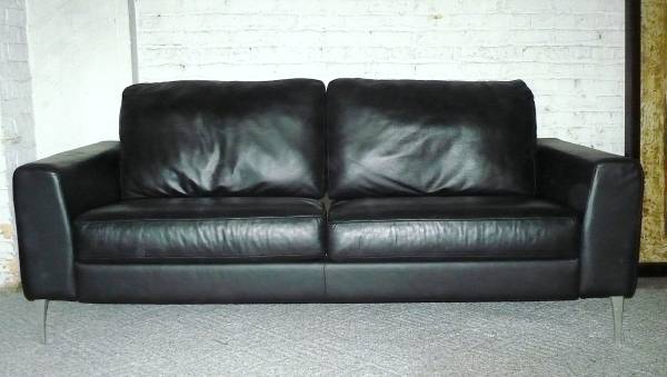 Contemporary Black Leather Sofa and Club Chai - Chicago Furniture