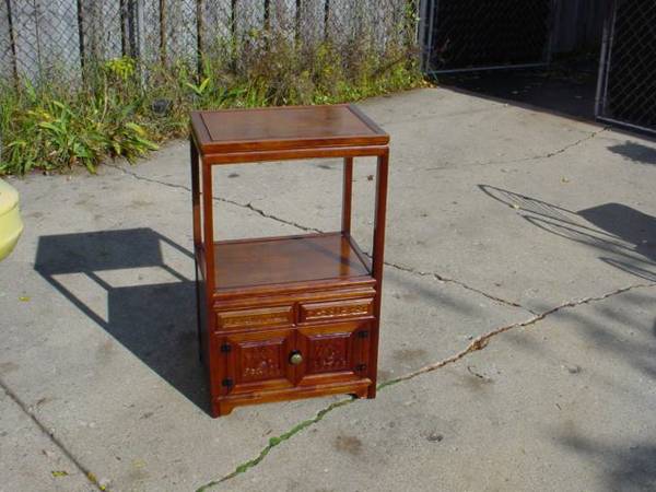Antique Chinese Carved Cabinet with Shelf - Chicago Furniture