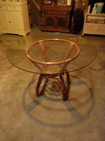 Table Glass Top Rattan  - Chicago Furniture