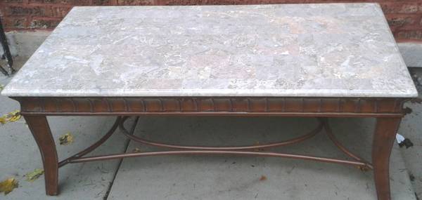 New - nice elegant marble coffee table - metal base - Chicago Furniture