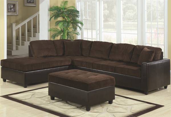 plush corduroy REVERSIBLE SECTIONAL in 2 colors with