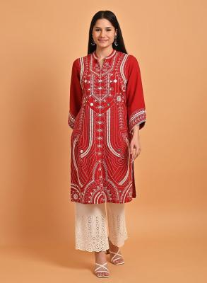 Elevate Your Look with the Red Straight Embroidered Kurta From Lakshita - Delhi Clothing