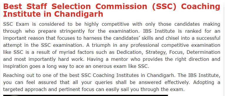 SSC Coaching in Chandigarh - Chandigarh Tutoring, Lessons