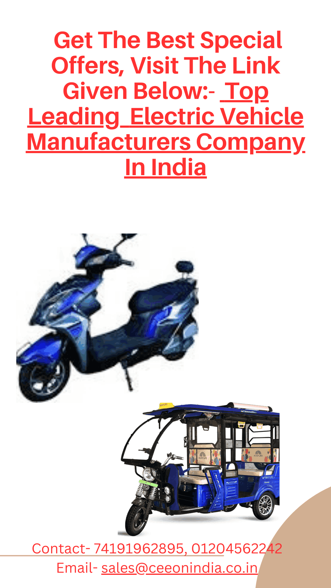 Get The Best Offer On Top Leading Electric Vehicle Manufacturers Company In India - Delhi Other