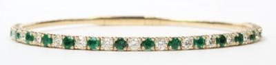 Diamond And 1.45Ctw Emerald Flex Bangle Bracelet - Other Jewellery