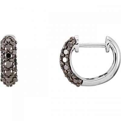 Buy 14K White Natural Black Diamond Huggie Earrings - Other Jewellery
