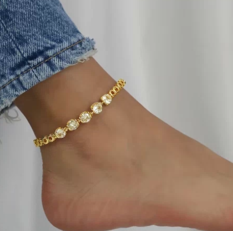 Women's CZ Stone Ankle Bracelet - Los Angeles Jewellery