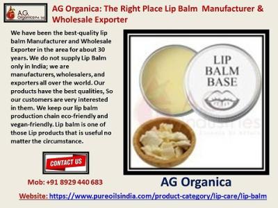 AG Organica: The Right Place Lip Balm  Manufacturer & Wholesale Exporter  - Other Other