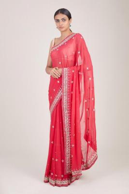 Shop Designer Embroidery Saree Crimson Mirrorat Frontier Raas - Delhi Clothing