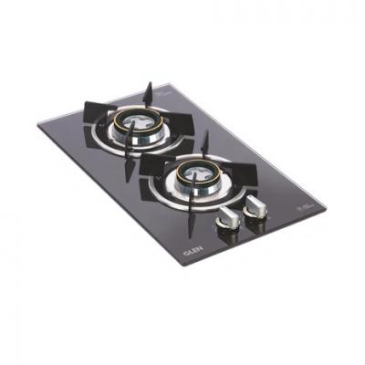 2 Burner Built in Glass Hob with Double Ring Forged Brass Burners Auto Ignition 1012 RODB - Delhi Home Appliances