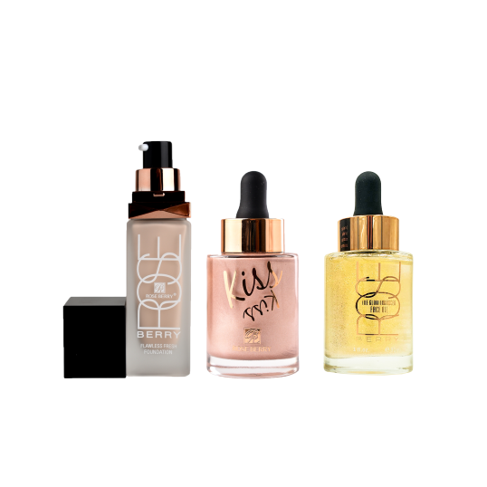 Rose Berry Package : Highlighter, Foundation & Face Oil