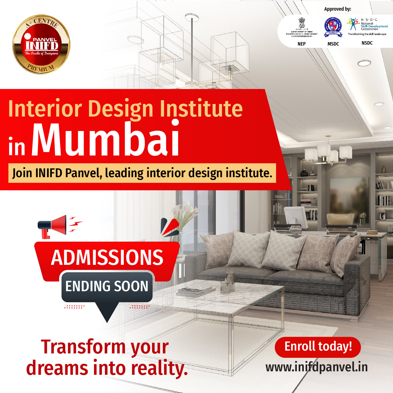 Admissions Closing for INIFD Panvel - Leading Interior Design Institute