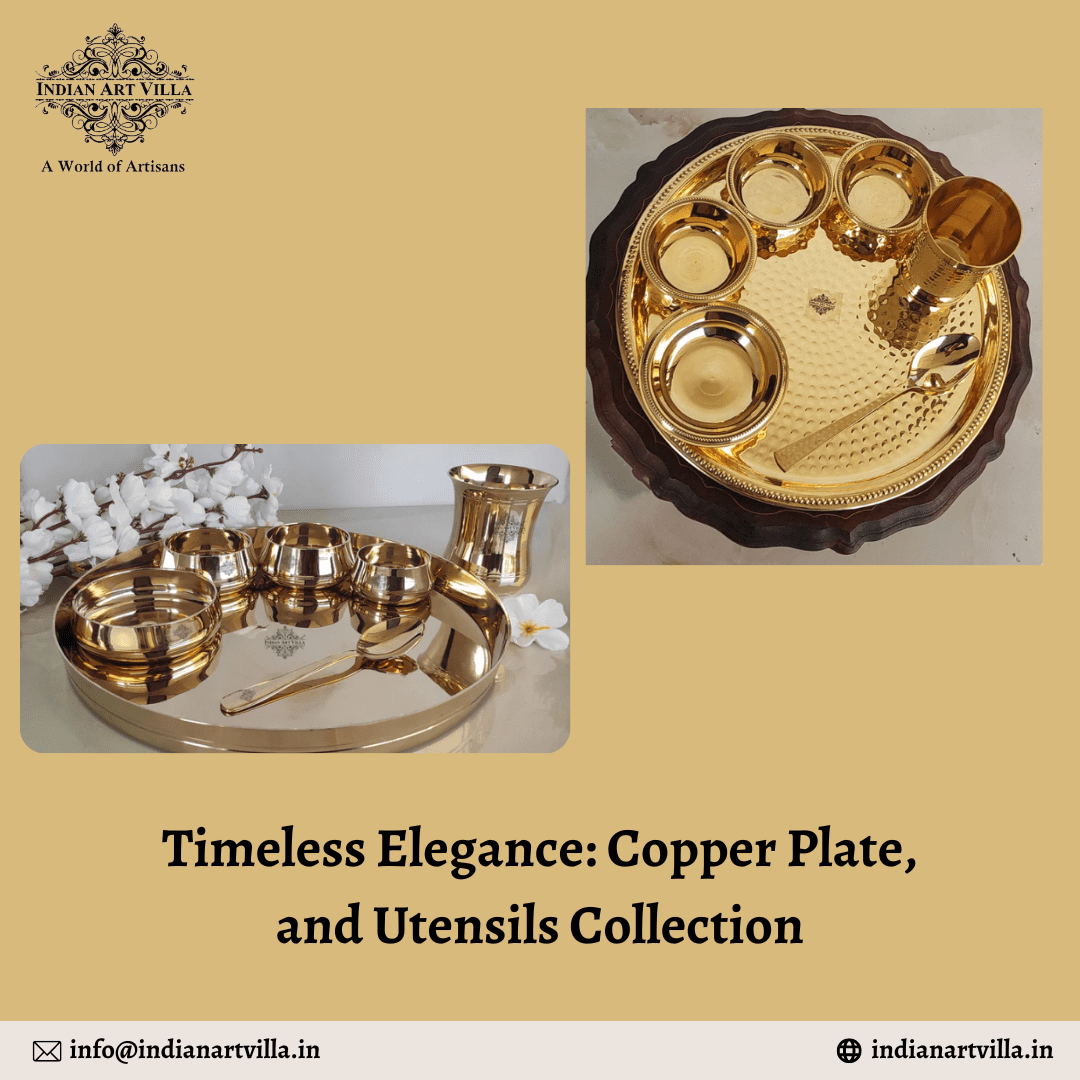 Timeless Elegance: Copper Lota, Plate, and Utensils Collection - Jaipur Other