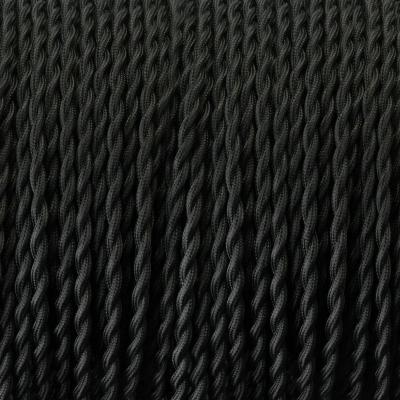 10m Black 3 Core Twisted Electric Cable covered fabric 0.75mm - Coventry Electronics