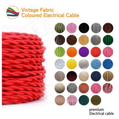 5m Cream Twisted Vintage fabric Cable Flex 0.75mm 3 Core - Coventry Electronics
