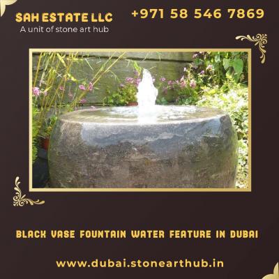 Black Vase Fountain Water Feature in Dubai - WhatsApp +971 543403066 - Dubai Interior Designing