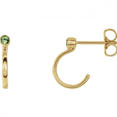 Buy 14K Yellow 3 mm Round Peridot Huggie Earrings - Dallas Jewellery