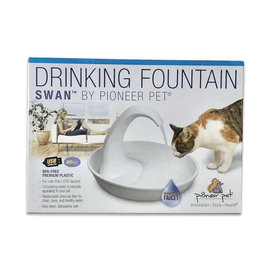 Pioneer Pet Swan Pet Drinking Fountain: 80oz Water Capacity - New York Dogs, Puppies