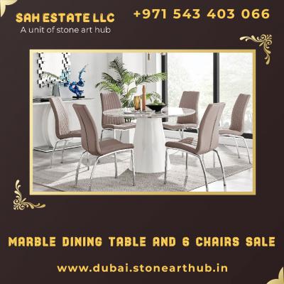 Marble Dining Table and 6 Chairs Sale in Dubai - WhatsApp +971 543403066