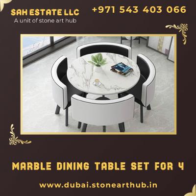Marble Dining Table Set for 4 in Dubai - WhatsApp +971 543403066