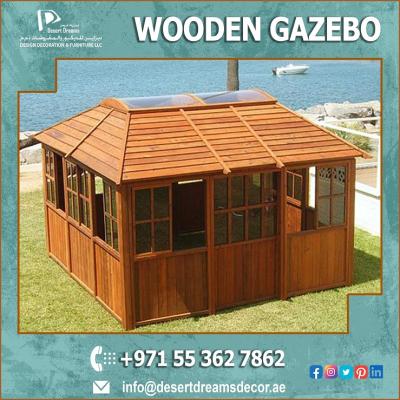 Wooden Gazebo in Uae | UV Resistant Polished | Sitting Area Gazebo. - Abu Dhabi Decoration