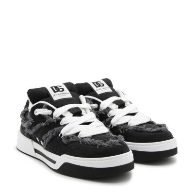 D&G New Roma Fray-trim Sneakers in Black