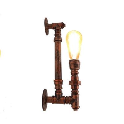 Rustic Red Steel Pipe Wall Lamp: A Vintage Industrial Masterpiece