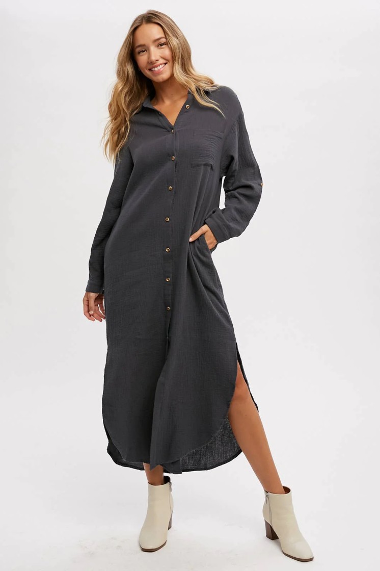 Get the Top Button-Up Maxi Shirt Dress Now! - Other Clothing