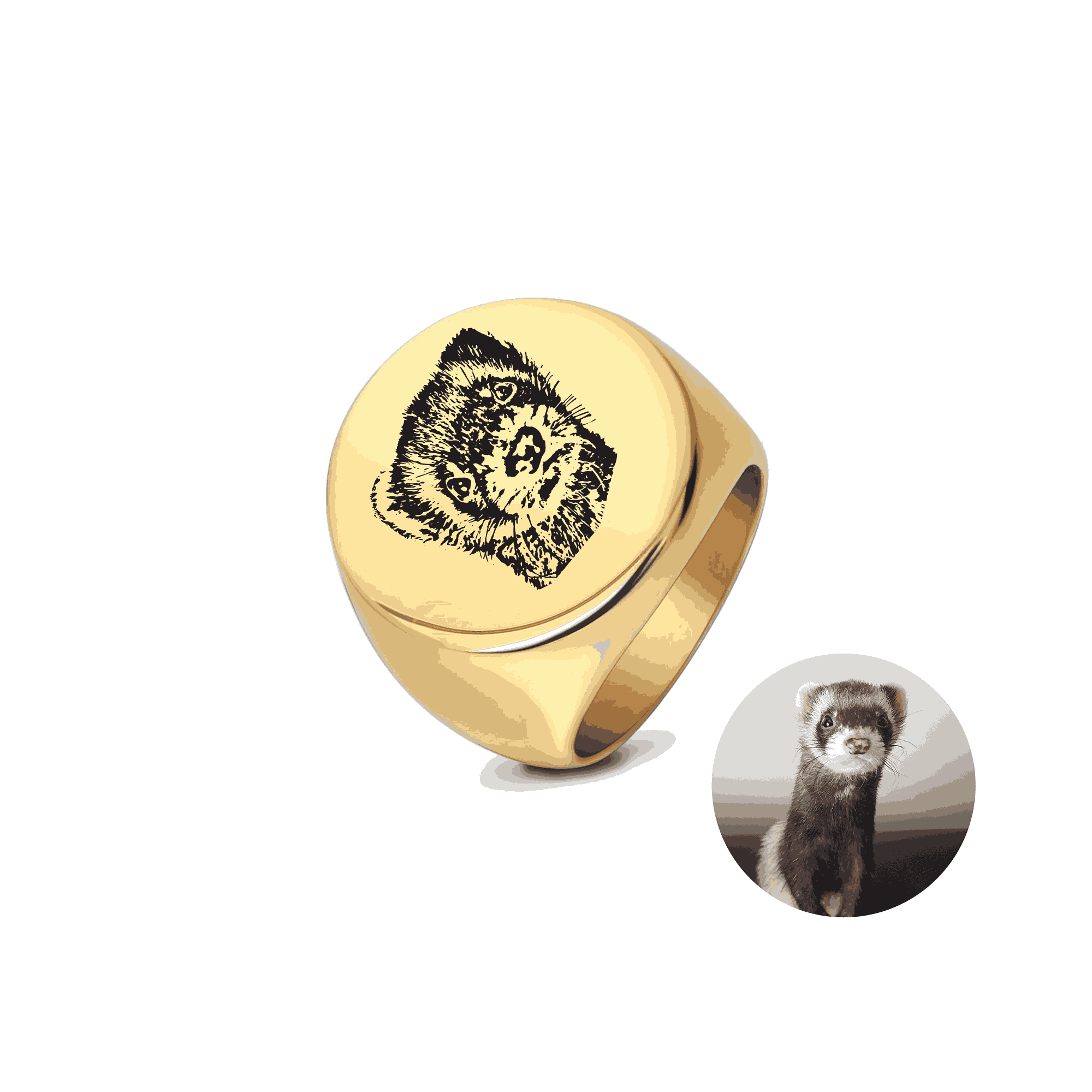 Engravable Signet pet Photo ring