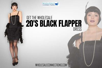 Get the Wholesale 20'S Black Flapper Dress