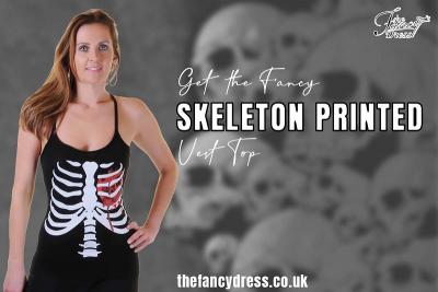 Get  the Fancy Skeleton Printed Vest Top