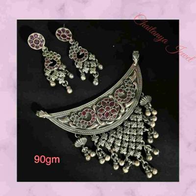 Buy Pure Silver Necklace Set in Punjab | Chaitanya Jewelry - Chandigarh Jewellery