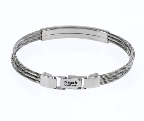 Braided Cable Cuff Stainless Steel Bracelet