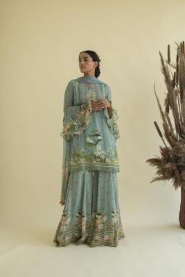 Black Friday Sale :- Shop Blue Gharara Set From 20% off on Kalista - Delhi Clothing