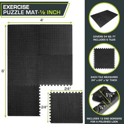 ProsourceFit Puzzle Exercise Mat ½”, EVA Interlocking Foam Floor Tiles for Home Gym, - Delhi Tools, Equipment
