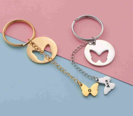 Customizable Butterfly Engraved Keychain - Los Angeles Jewellery