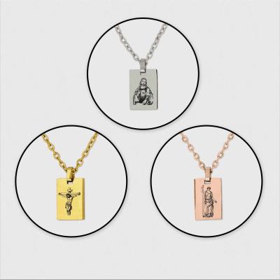 Engraved Virgen de Guadalupe Photo Necklace