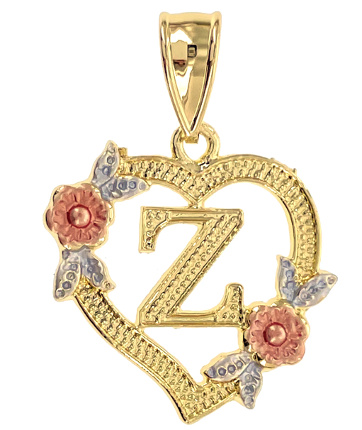 Initial Heart Flower Pendant - Los Angeles Jewellery