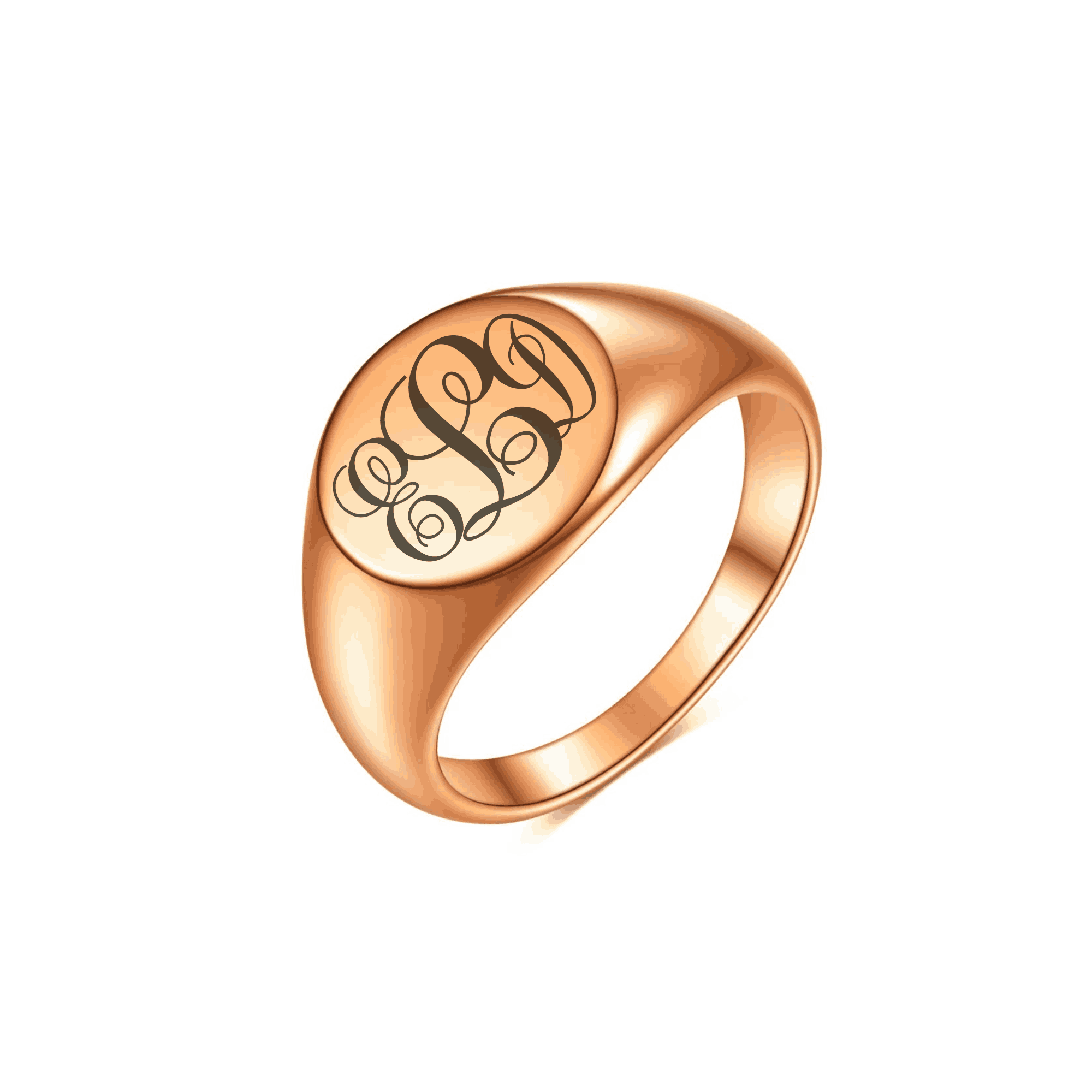  Engraved Monogram Letter Signet Ring