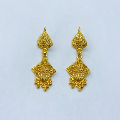Leaf with Square Gold Earrings