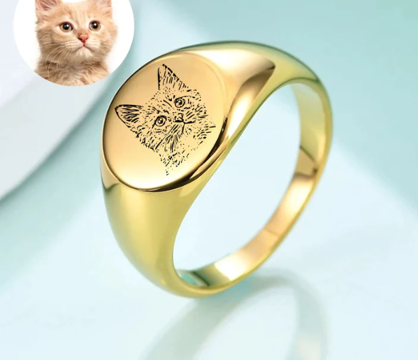 Personalized Pet Portrait Signet Ring