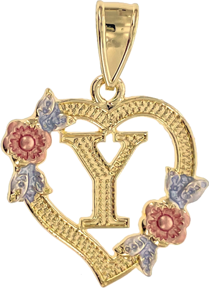 Initial Heart Flower Pendant - Los Angeles Jewellery