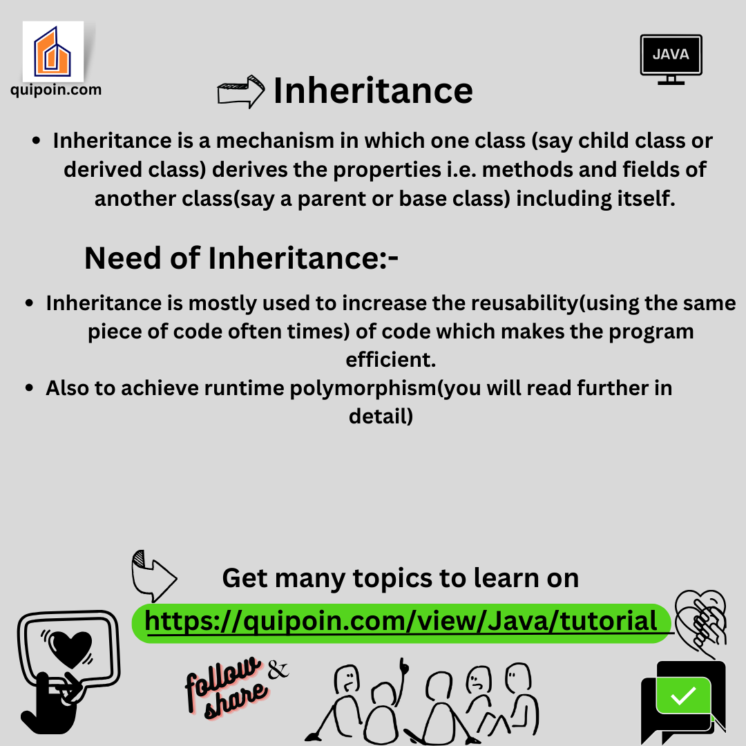Inheritance in Java -  Quipoin