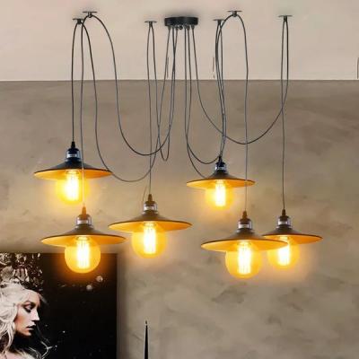 Black Retro Loft Spider 6 Way Ceiling Metal Hanging Adjustable Light Fitting - Coventry Electronics