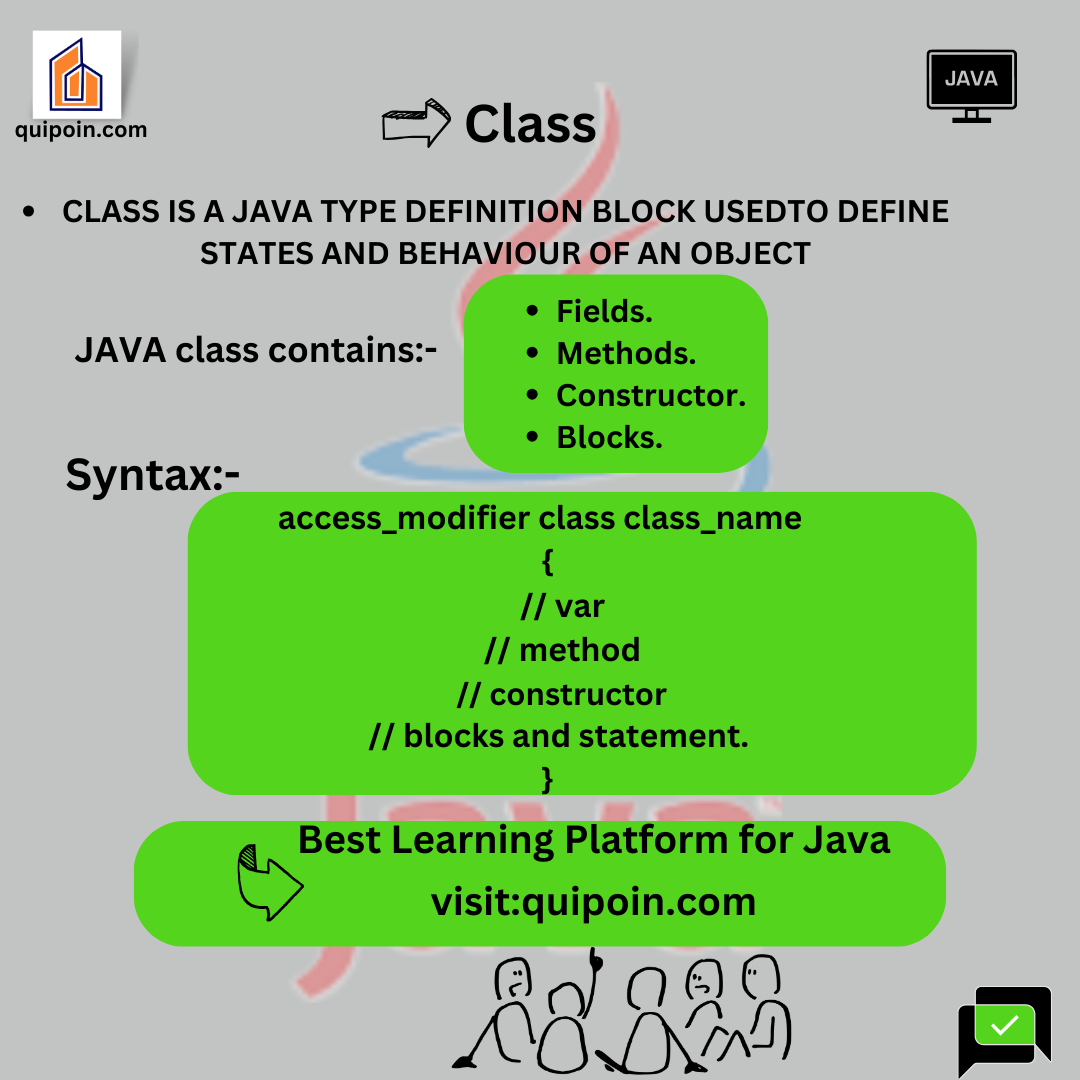 Classes in OOPS in Java - Quipoin
